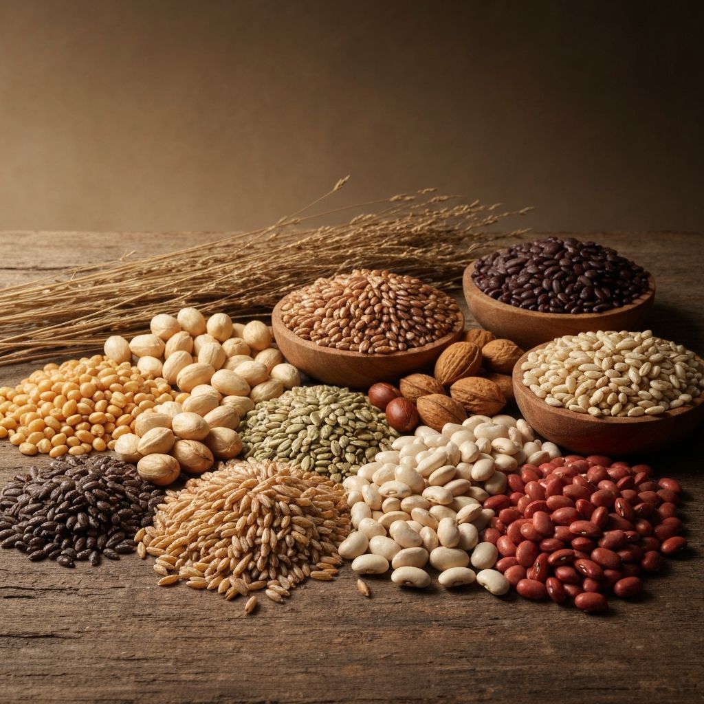 Assorted whole grains, legumes, nuts and seeds